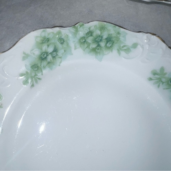 Vintage Hermann Ohme, Germany Prussia Elysee green/ White Flowers set of 5 - Picture 3 of 10